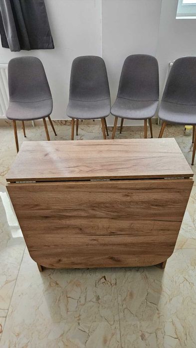Scaun dining gri/stejar natur JYSK