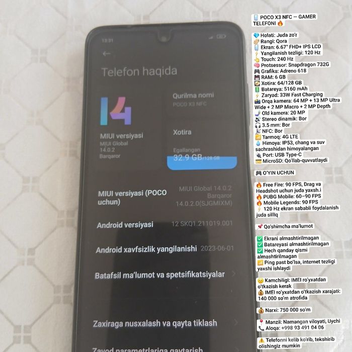 POCO X 3 NFC - gamer telefoni