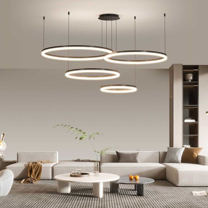 Mikeru LED висяща лампа 40–100см кръгла димируема с функция памет