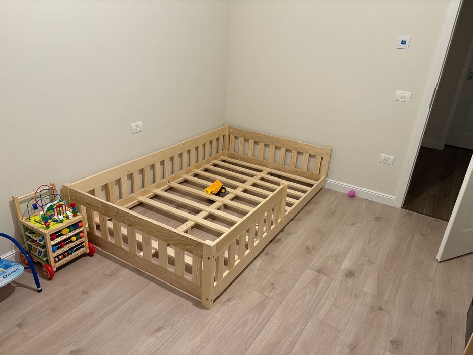 Pat copii Montessori cu balustrada