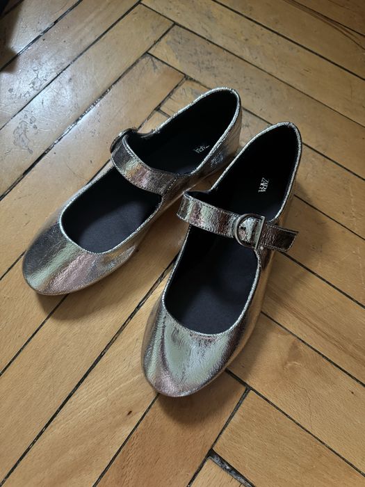 Балетки zara серебристые