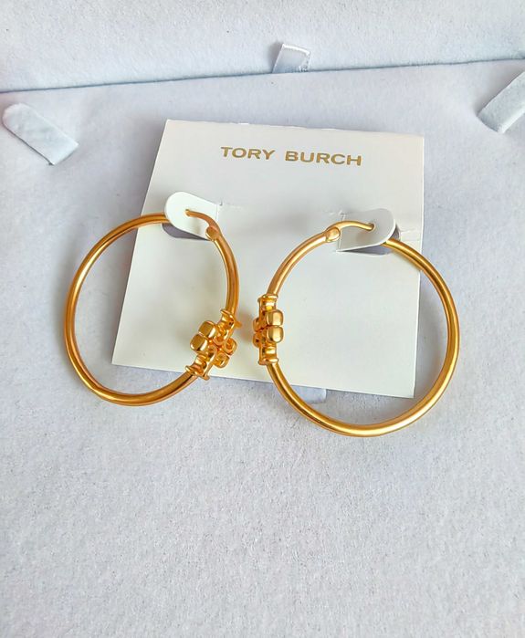 Позлатени обеци на Tory Burch - Eleanor hoop earrings
