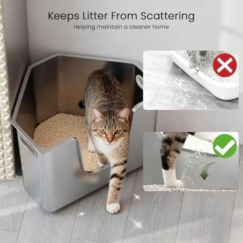 Нова Ъглова котешка тоалетна неръждаема стомана L с висок борд против миризми