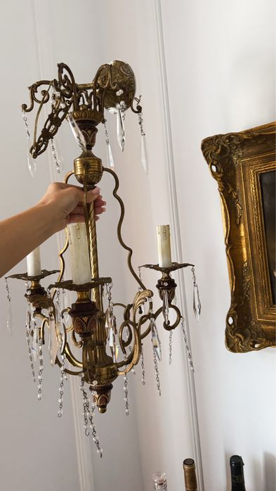 Candelabru alama cu cristale