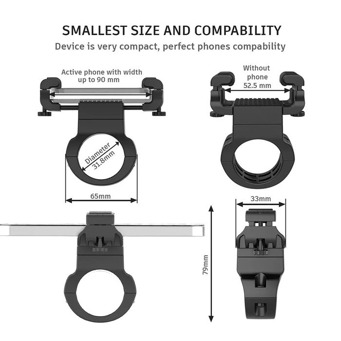 Въртяща се компактна стойка за телефон за колело