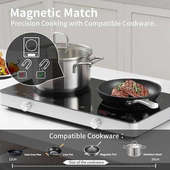 Plită cu inducție COOKTRON, 2 ochiuri ,2800W ,Garantie