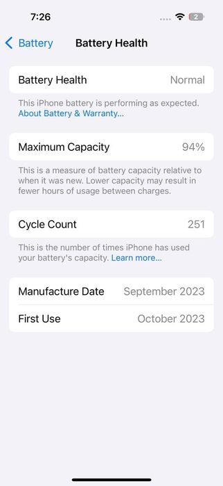 iPhone 15 pro black titanium 94%