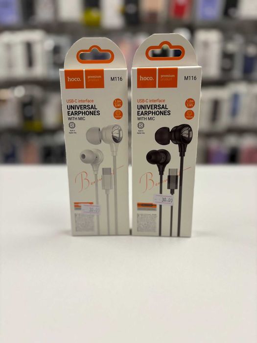 Casti cu Fir Hoco M116, Mufa Tip C, Lungime Cablu 1.2M