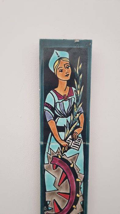 Placheta ceramica vintage Sainte Catherine d Alexandrie anii 1950