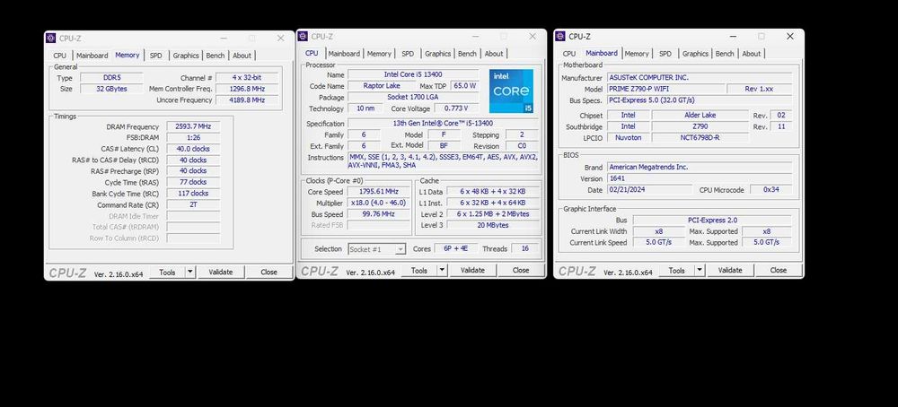 ASUS PRIME Z790-P WIFI, Intel Core i5-13400, 32GB DDR5 RAM + Охладител