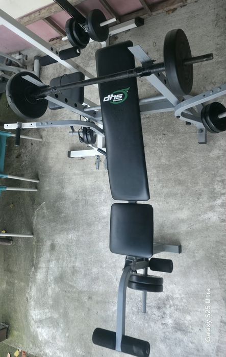 De vânzare scripete și bancă multifuncționale + 35 kilograme discuri