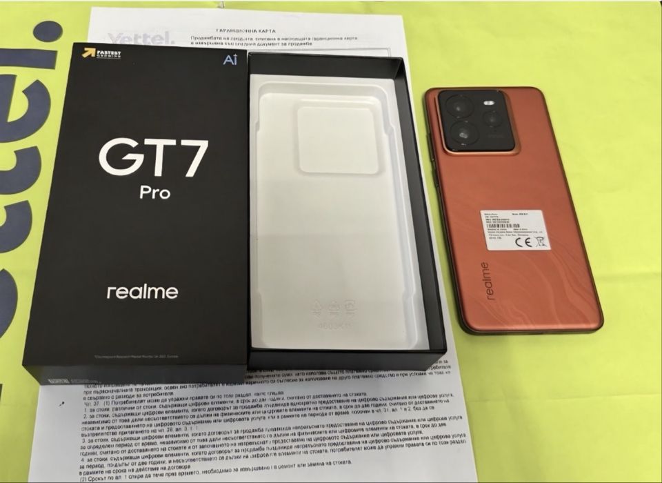 КАТО НОВ 512GB Realme GT 7 Pro Гаранция Yettel 2027г. Orange gt7