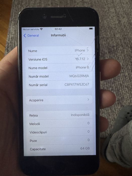 Vând iPhone 8 – 64 GB – funcțional