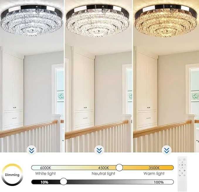 Candelabru de cristal , lustra de living 61w/45cm rotunda moderna