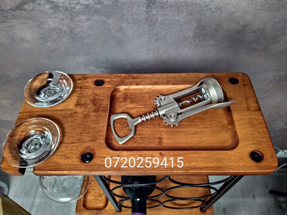 Suport de Vin Premium din Lemn - Raft elegant independent pentru 6 ST