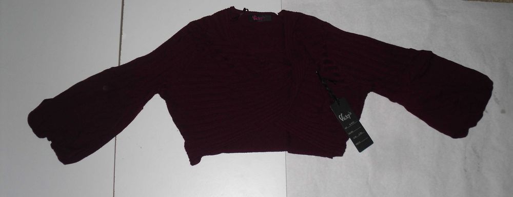 bolero tricotat visiniu M cardigan