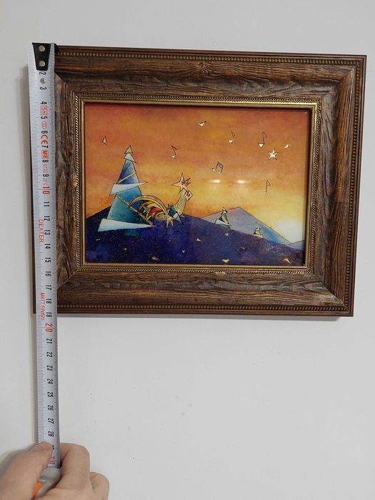 Tablou, pictură pe sticlă, idee cadou ,cocoș