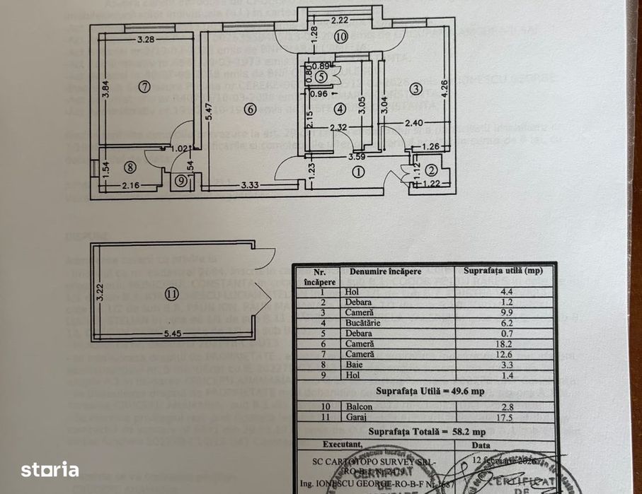 Apartament 3 camere, balcon, Centru Constanța