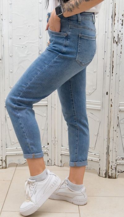 Дънки Mom fit мече