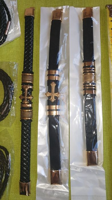 НОВИ Позлатени Гривни разл.вид и размер,кайшка от естествена кожа-70лв