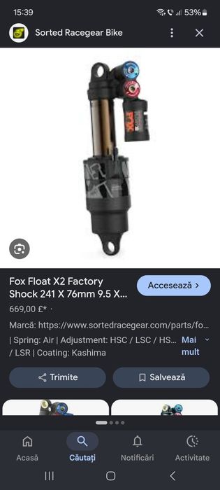 Vând fox x2 kashima 241×76mm