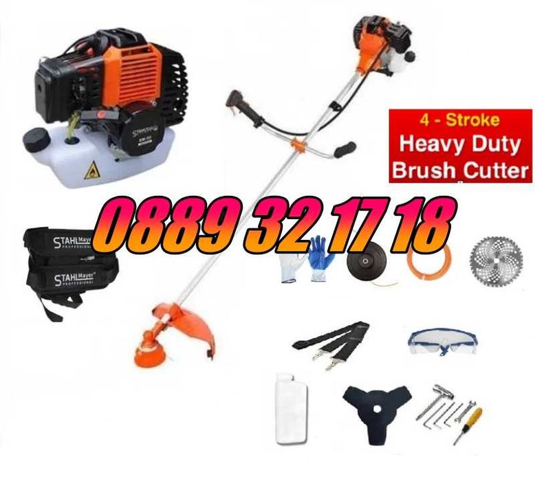 Четиритактов бензинов тример 74 куб., моторна косачка за трева + самар