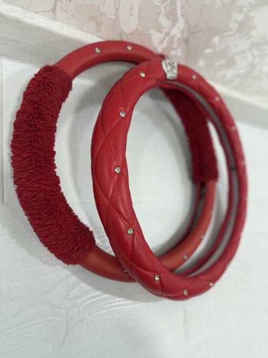 Красный чехол на авто-руль/ Женский Руль