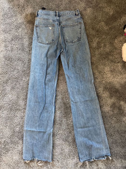 Скъсани сини дънки ZARA WIDE LEG