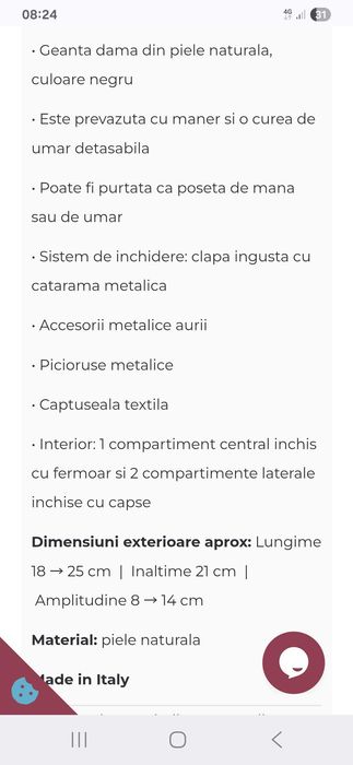 Geantă  din piele naturală  Diamanti Amelie neagră