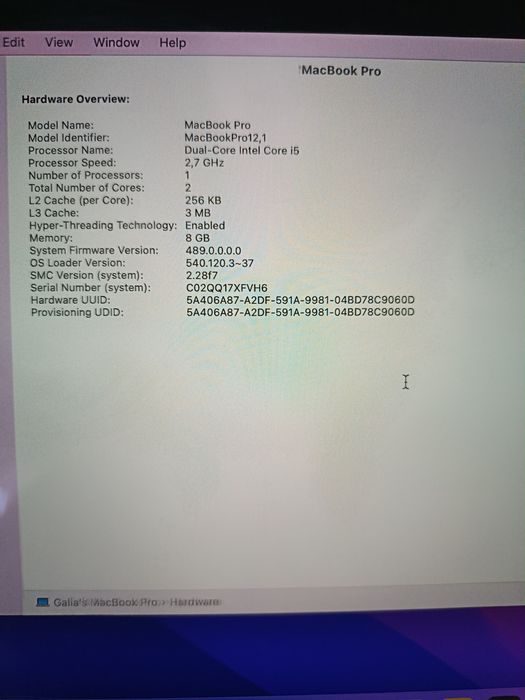 Mac Book Pro 12, Dual core Intel Corei5
