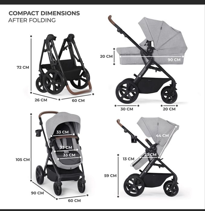 Carucior 3 in 1 KINDERKRAFT A-Tour gri-negru - stare excelenta