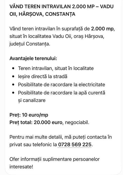 Vând teren la țară