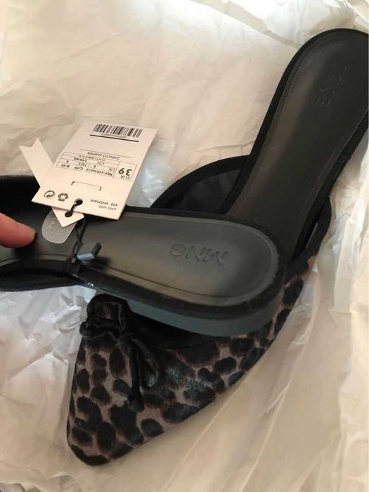 Нови MANGO чехли от естествена кожа, 39 номер