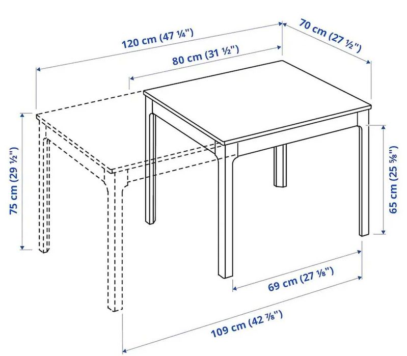 Masă extensibilă IKEA Ekedalen, dimensiuni 80/120x70 cm