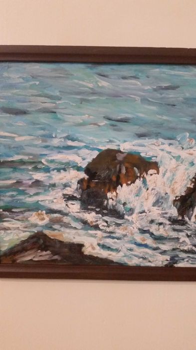 Бурно море. Рисувано е с маслени бои.