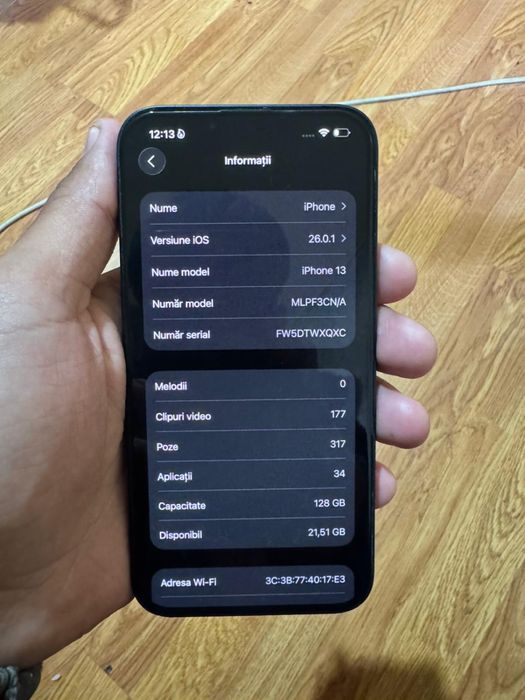 Iphone 13 de vanzare nu are nici o problema 93% 128gb…