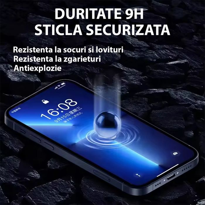 Folie De Sticla iPhone 16 PRO HEYBINGO HD, din Sticla Securizata 9H, Nu Lasa Amprente, Rezistenta la Zgarieturi