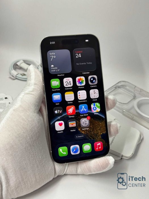 iPhone 14 Pro, 256GB, Silver, 100% батерия, КАТО НОВ, ГАРАНЦИЯ!