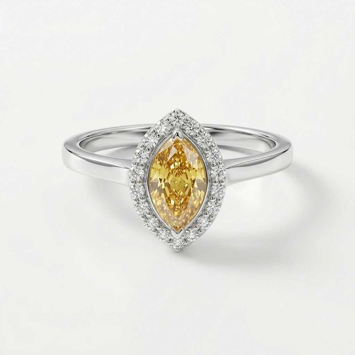 Inel 14K – diamant natural Fancy Deep Orange IGI