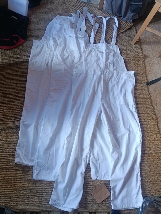 Pantaloni lucru/munca/salopeta albi faiantari zidari"Planam"noi52/64