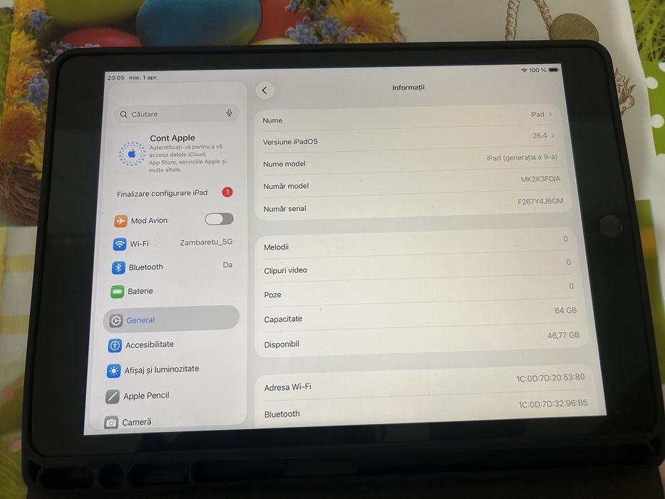 iPad generația a 9-a + husă cu tastatură – stare foarte bună