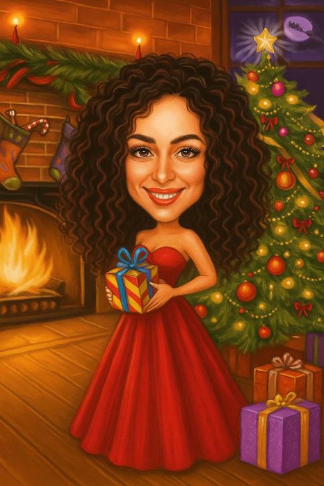 Персонализирана Коледна Карикатура в Рамка (ПЕРФЕКТНИЯ ПОДАРЪК)