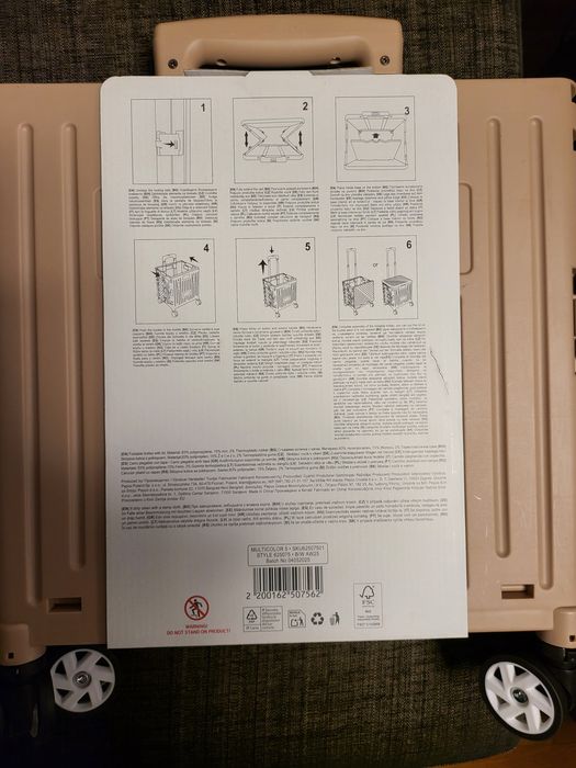 Сгъваема количка с капак за пазаруване с телескопична дръжка