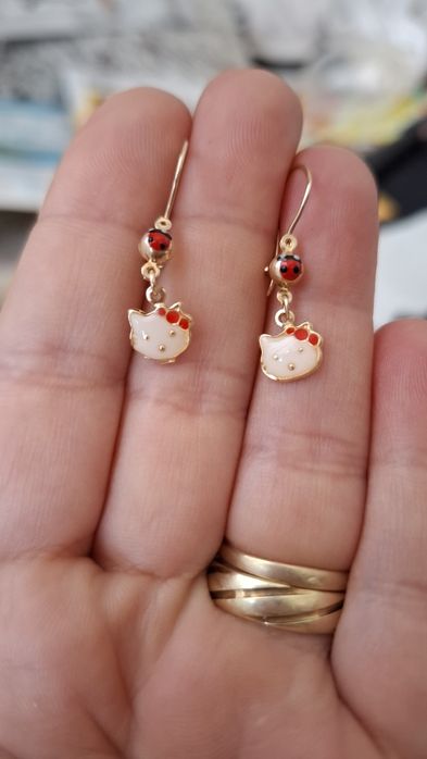 Cercei aur 14k Hello Kitty