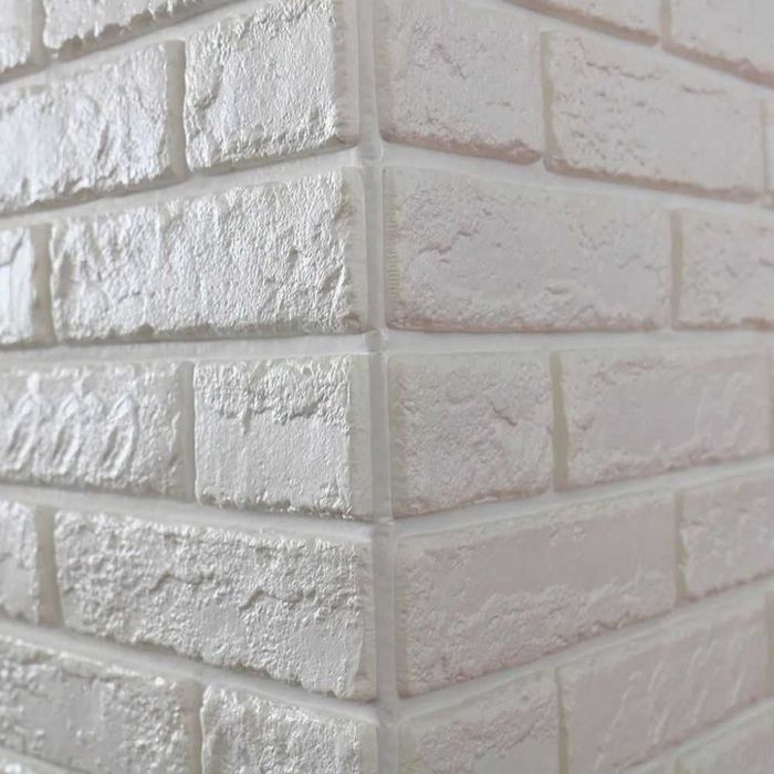 Самозалепващ 3D тухлен тапет бял цвят