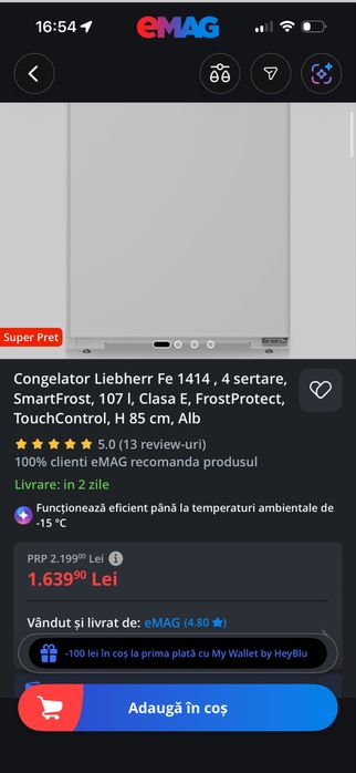 Vand congelator cu 4 sertare 107 l