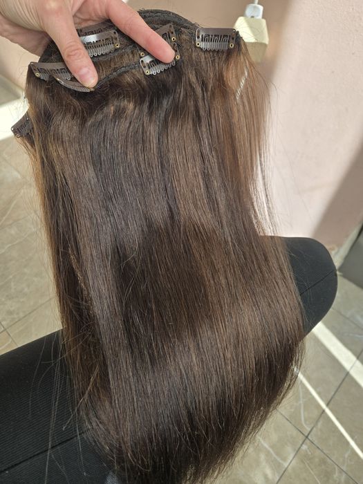 Кафява естествена коса 130 гр 45 см