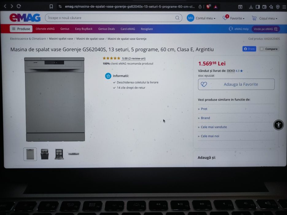 Masina de spalat vase Gorenje GS62040S