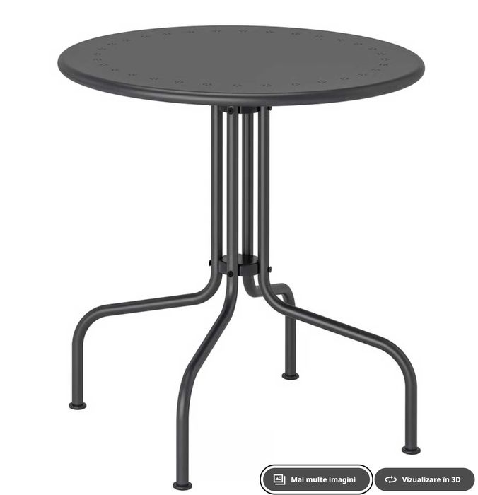 Masă gradina/exterior, Ikea, negru, 70 cm +2 scaune, nou