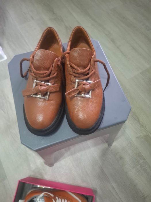 Туфли ботфорты кожанные